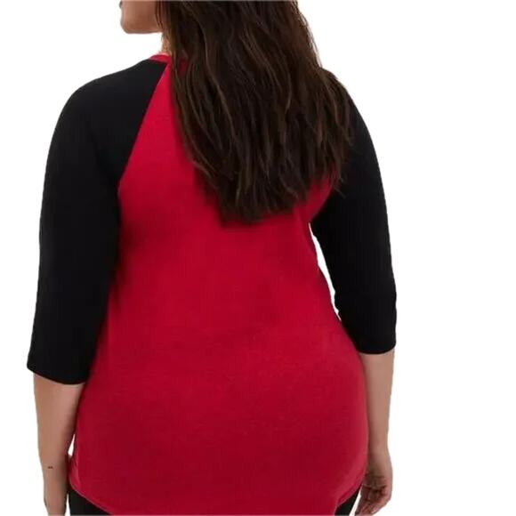 Torrid Red Ho Ho Ho Classic Fit Holiday Raglan Tee Shirt 00 - Picture 6 of 7